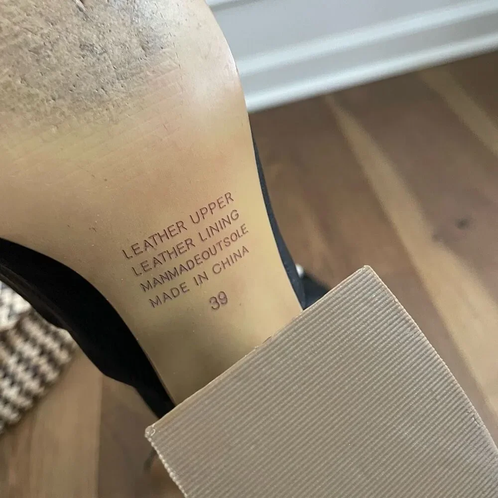Anthropologie Silent D Leather Shooties Open Toe Block Heel $170 39 8.5